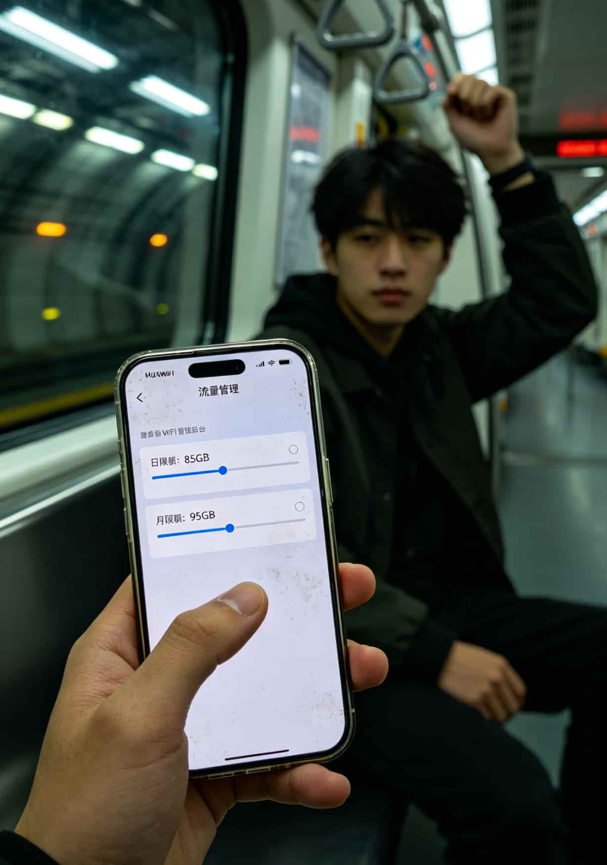 华为随身WiFi千万别乱配卡!亲身实测:换张5g流量卡不限速,网速直接翻5倍 华为随身WiFi管理后台192.168.8.1的流量阈值设置界面