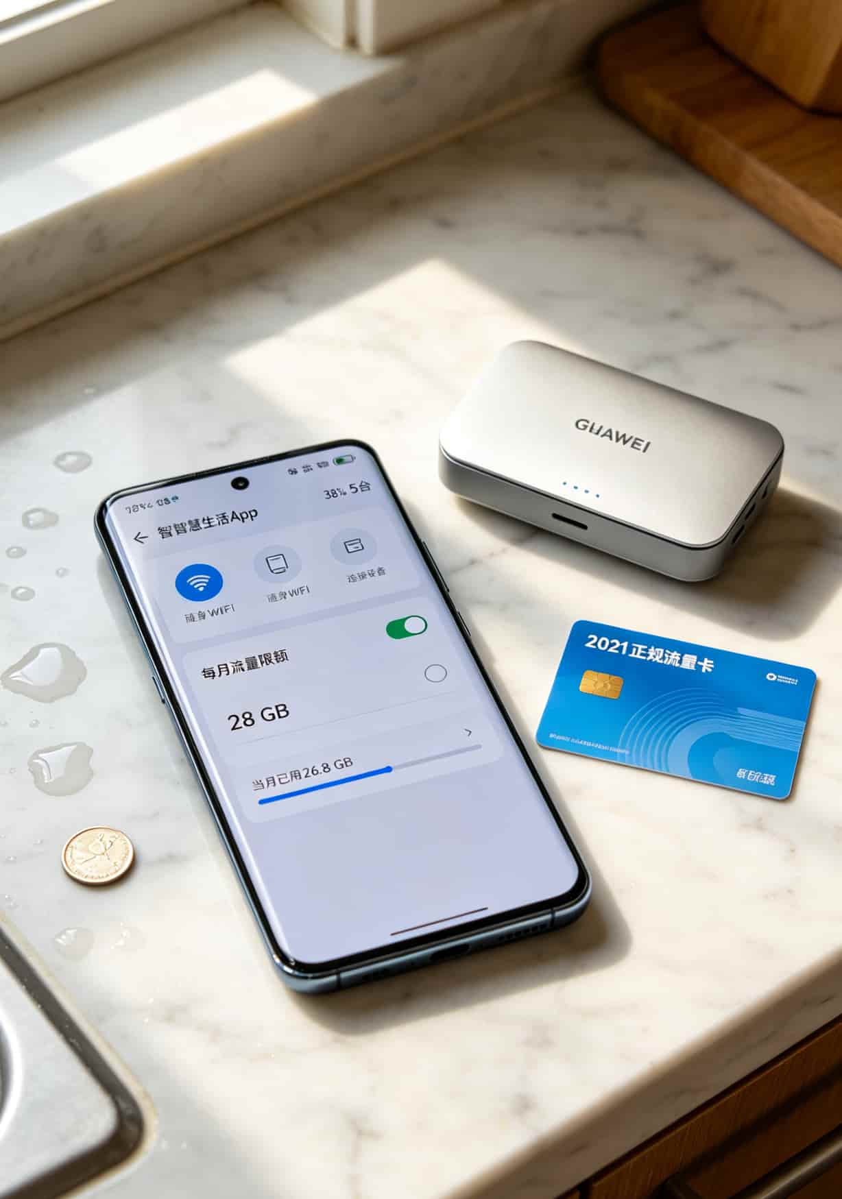2021正规流量卡搭配华为随身WiFi,实测8张卡后我把真心话全倒出来了 华为智慧生活App流量限额设置界面截图