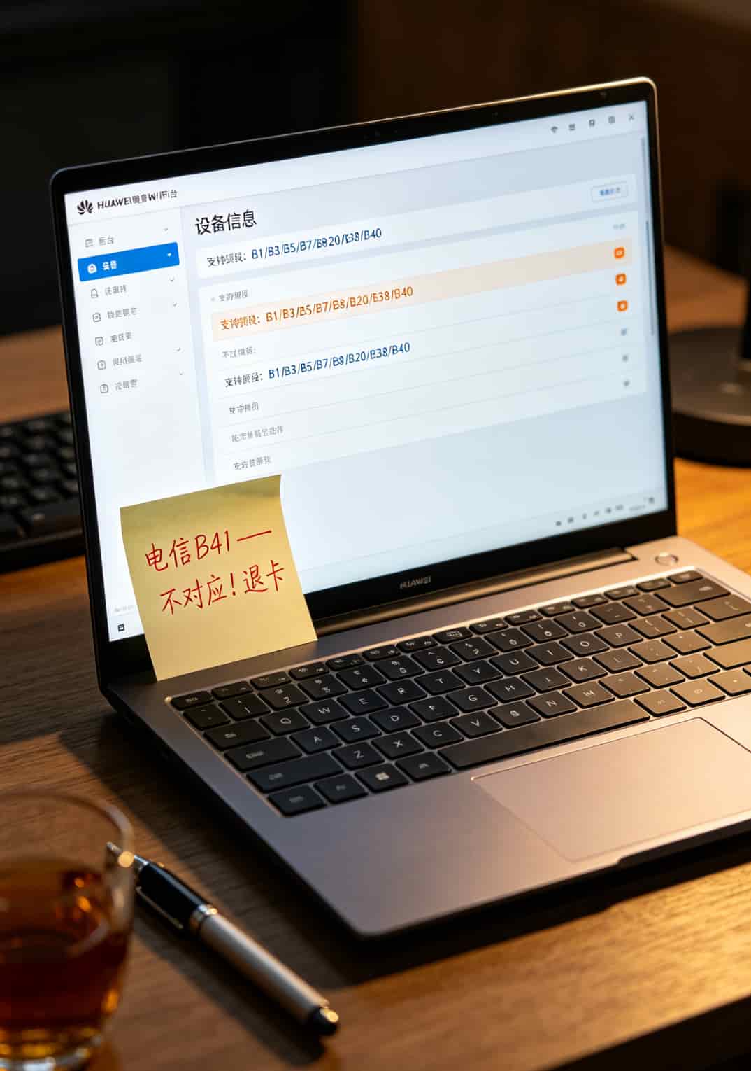 华为随身WiFi配啥电话卡流量卡移动最省钱?我用了6张卡踩遍所有坑,这份避坑清单你收好 华为随身WiFi后台设备信息页面,标注支持的频段列表