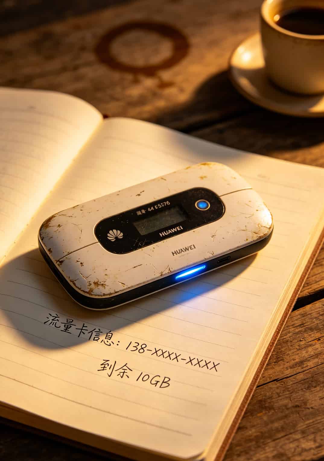 华为随身WiFi千万别乱配流量卡!我拿电信的卡试了仨月,这些坑你别再踩了 用了两年半的华为E5576,外壳有磨损但依然正常工作