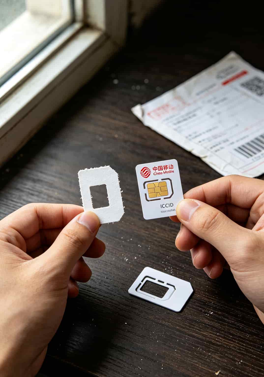 物联卡白色卡板与正规运营商SIM卡对比图
