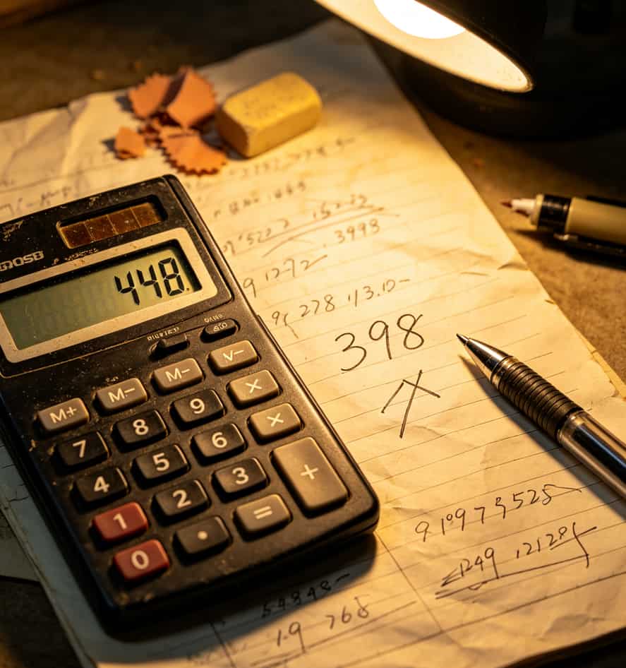 19块钱的“不打电话的流量卡”,我亏了300块后才敢写这篇大实话 计算器界面,显示448和398的对比数字