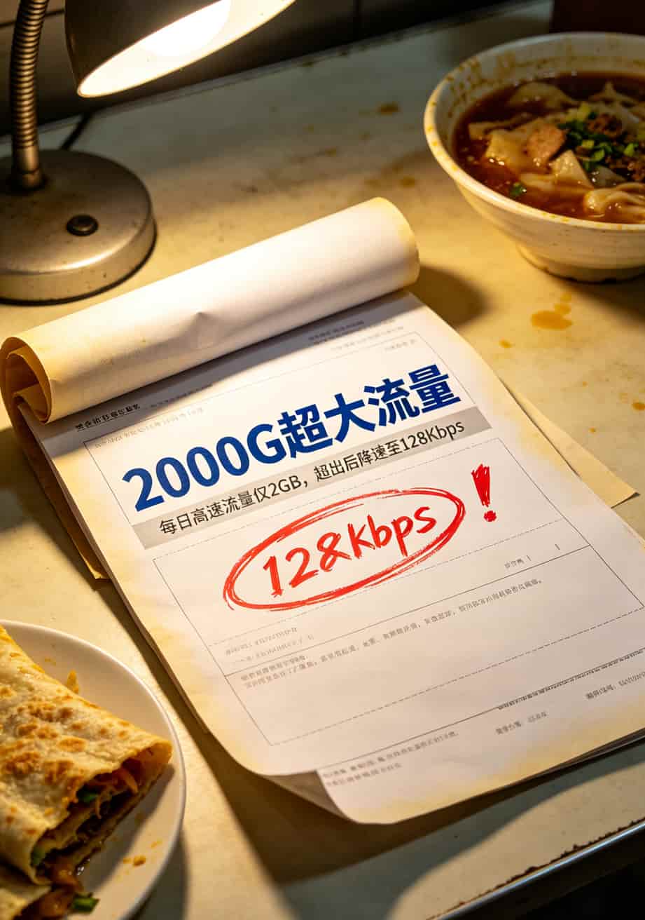 套餐详情页上的小字条款截图，用红圈标出隐藏限制条件
