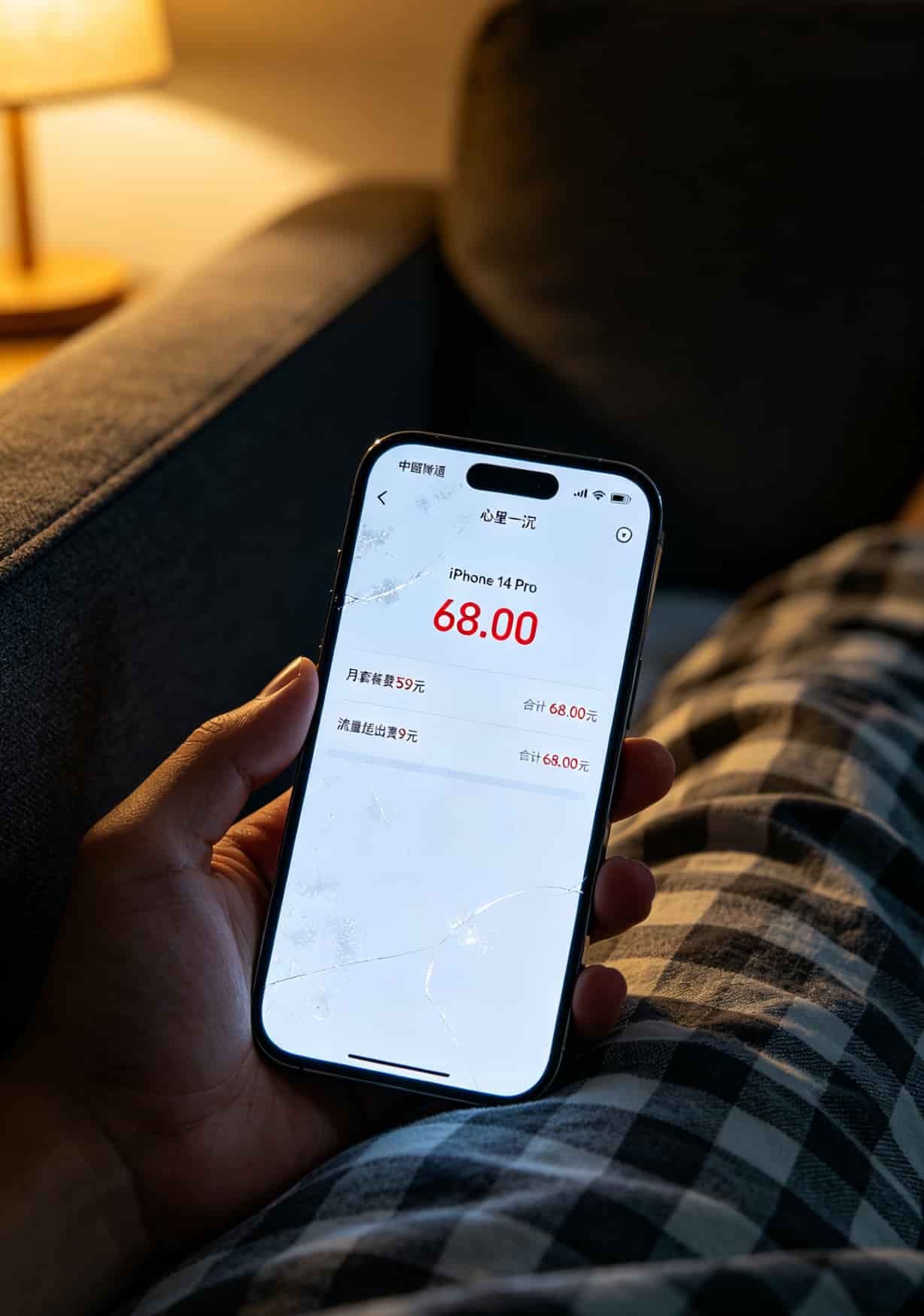 手机话费账单显示超额扣费68元截图