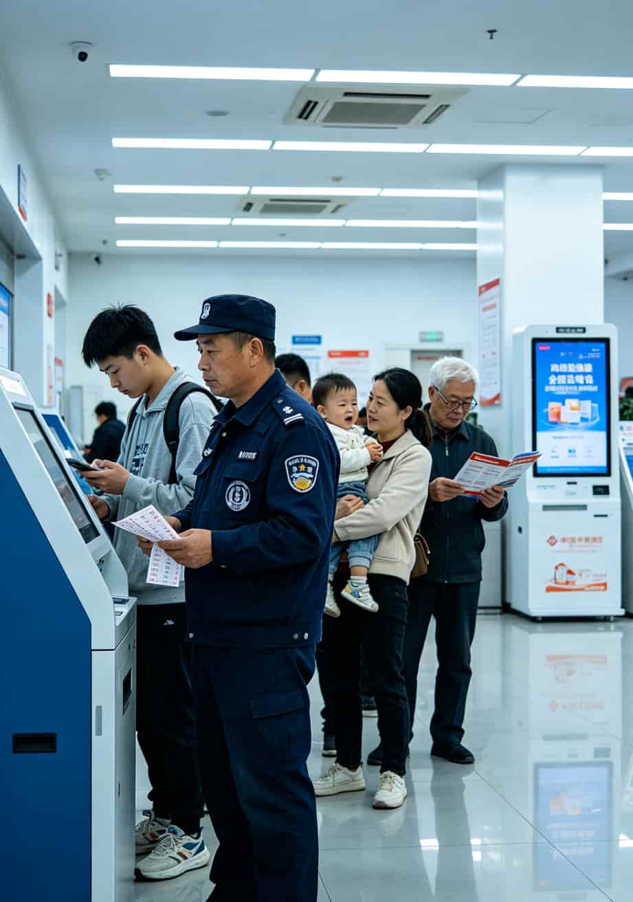 联通营业厅排队办理业务实拍