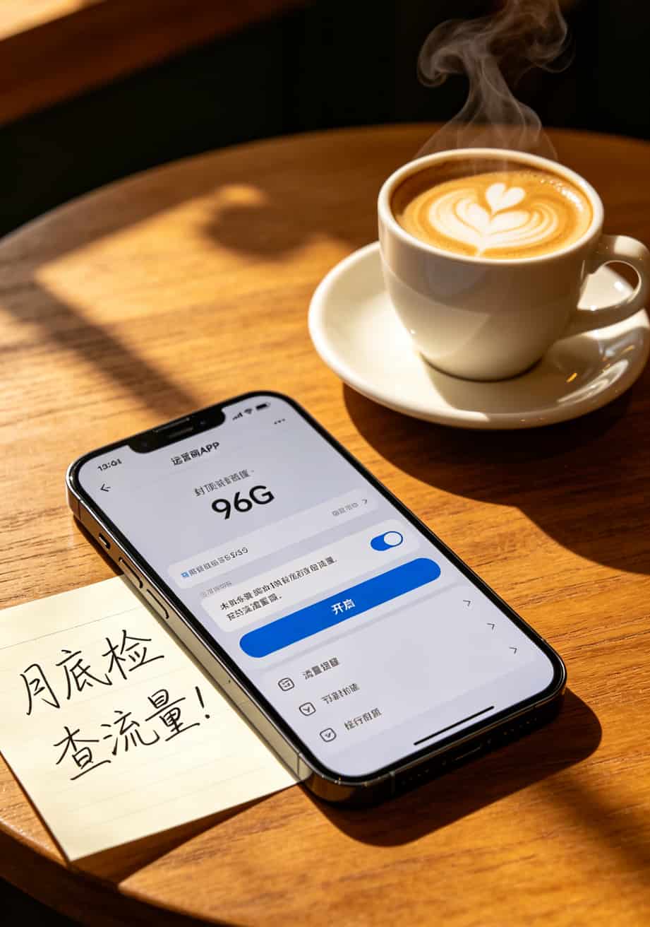 运营商APP流量封顶设置界面截图，显示96G封顶阈值