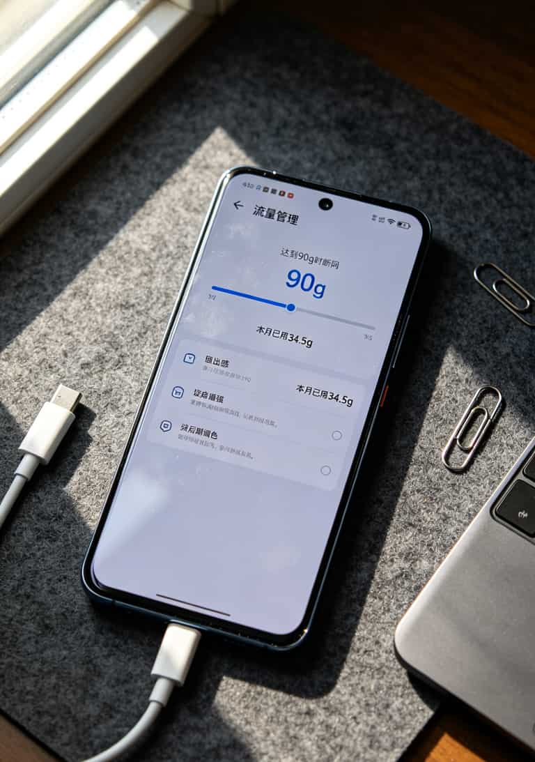 一张50元100g流量卡+华为随身WiFi,我替你们踩了半年坑,这是真实体验 华为智慧生活APP流量限额设置界面操作截图