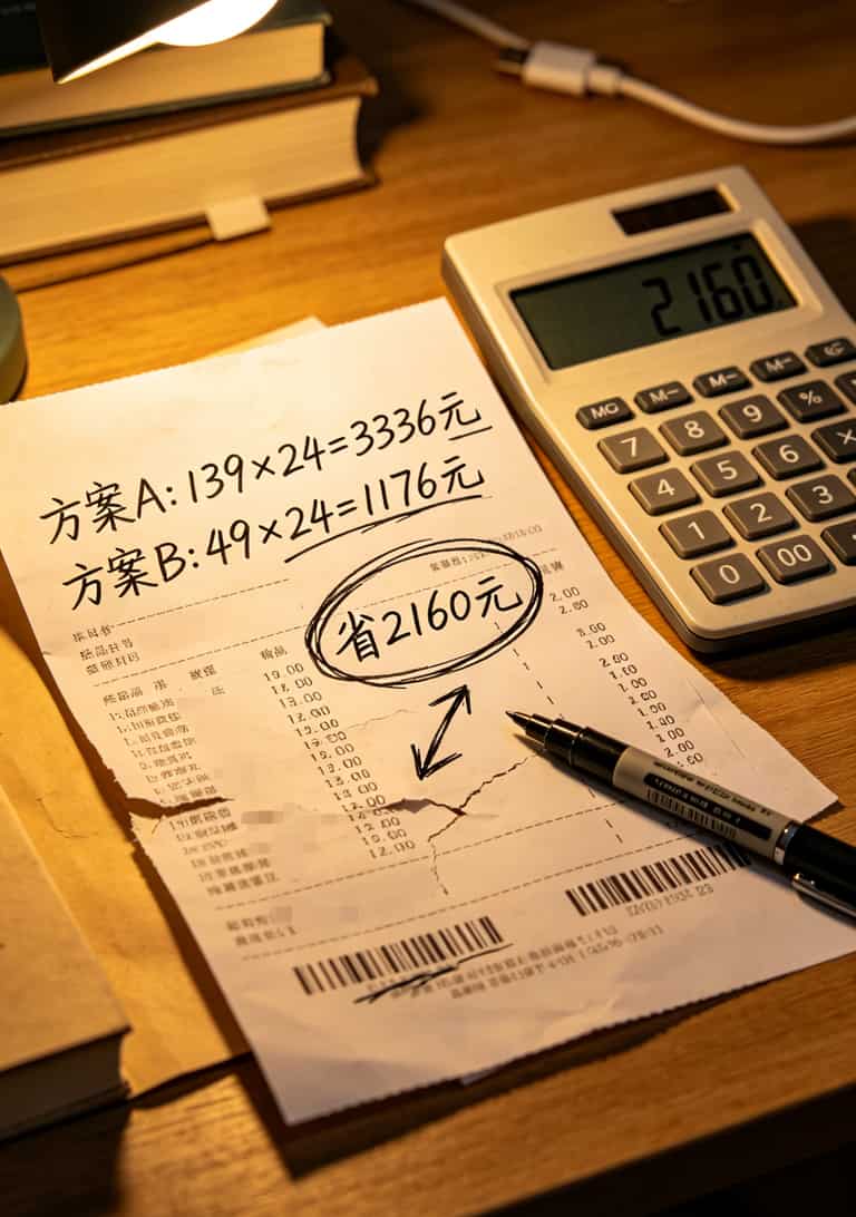 两年流量卡费用对比计算表