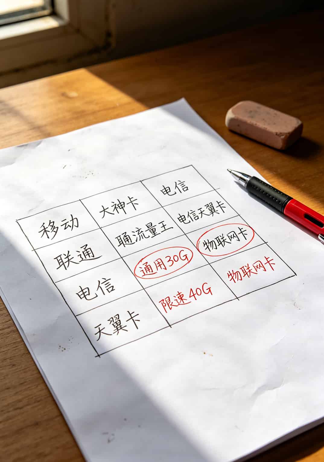 电话卡能改成流量卡吗?19元150G套餐实测:省下80块话费的秘密,没人告诉你 三款套餐对比表格,通用流量、限速规则、通话功能用红绿标注