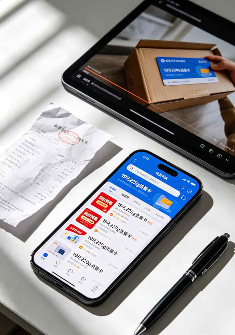 在各种App上搜索流量卡广告的搜索结果页