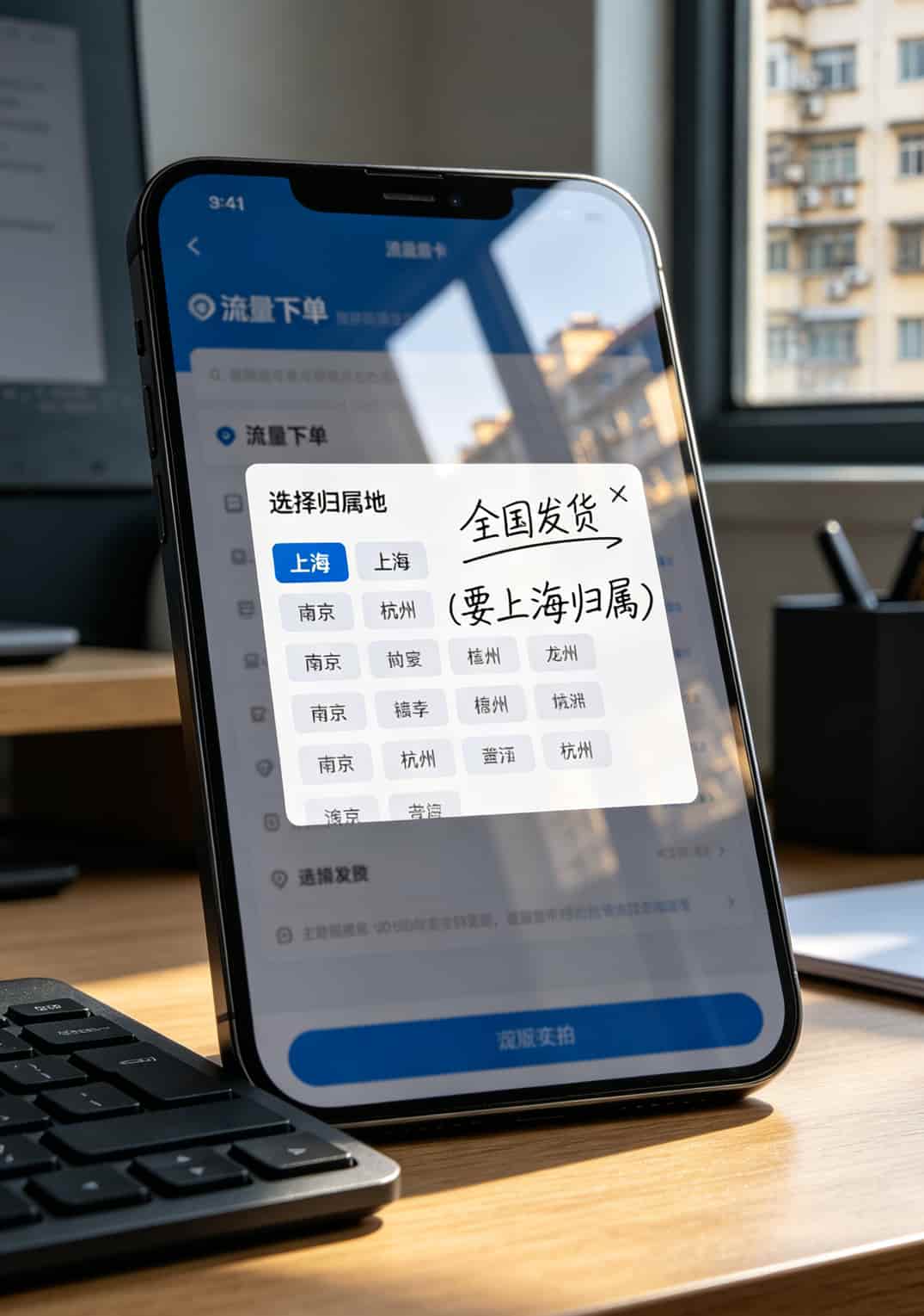 流量卡归属地选择操作界面截图