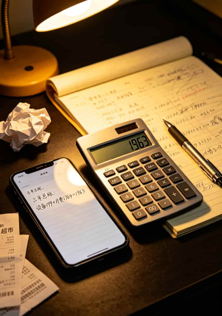 办流量卡无限被坑了三年,我总结出这套随身WiFi避坑指南 计算器页面显示三年总费用1963元