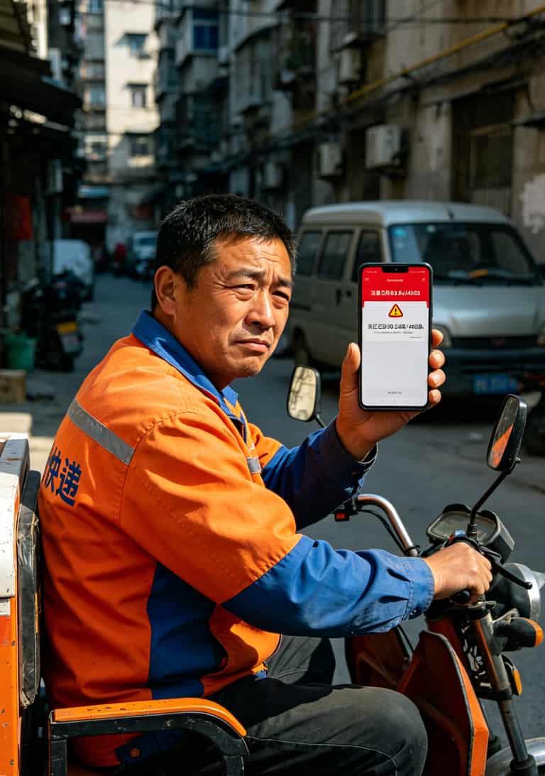 19元100G流量卡怎么办理才不踩坑?跑市场半年废了6张卡,这篇全是实话 洛阳快递员刘师傅正在查看手机流量套餐
