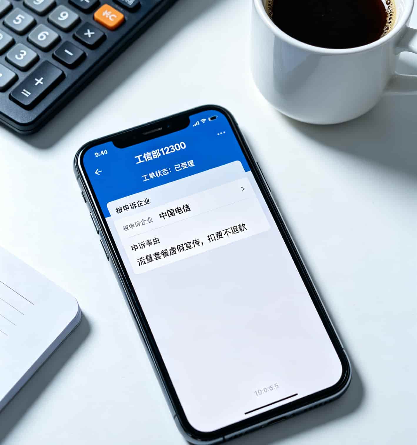 华为随身WiFi搭配9元月租流量卡电信,我踩了6个坑才敢说真话 工信部12300公众号投诉页面截图,显示已提交的申诉记录