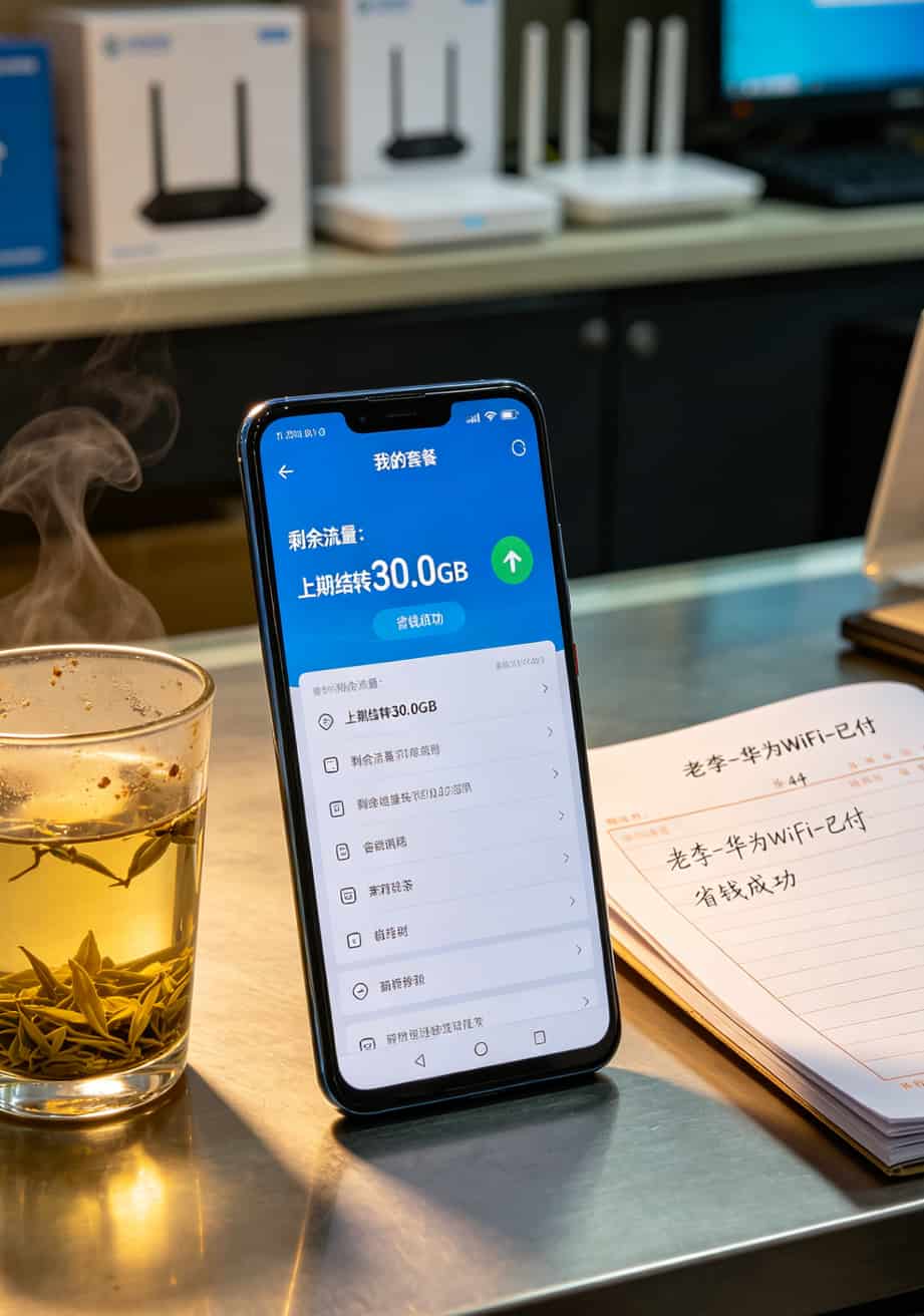 强哥血泪总结:华为随身WiFi插台式机,配这种0月租费的流量卡才叫真省钱 移动官方App里显示流量结转剩余30G的截图