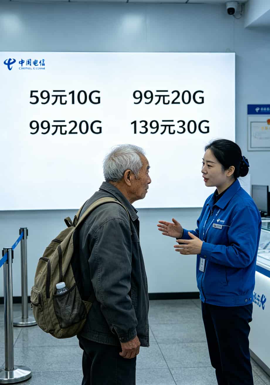 电信营业厅资费表实拍图