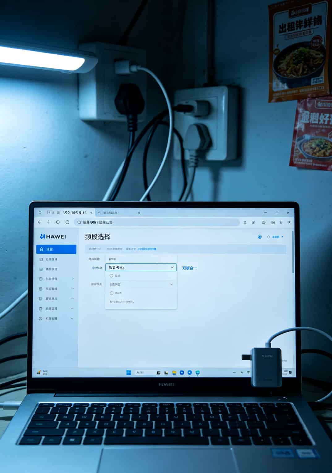 20260508_033801_2021流量卡哪个划算_final 随身WiFi后台设置页面,显示频段选择手动锁定2.4GHz