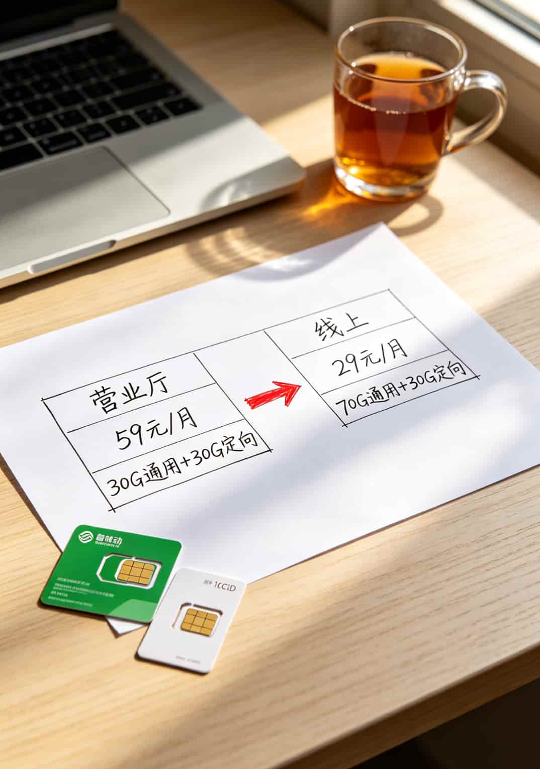 2021正规流量卡搭配华为随身WiFi,实测8张卡后我把真心话全倒出来了 线上线下套餐对比表格,月租59vs29,流量对比清晰