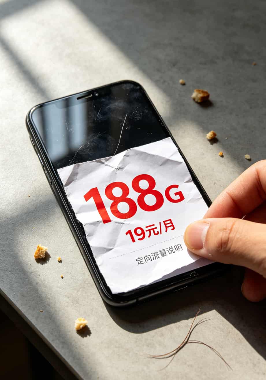 19元流量卡宣传页面截图，显示188G超大流量