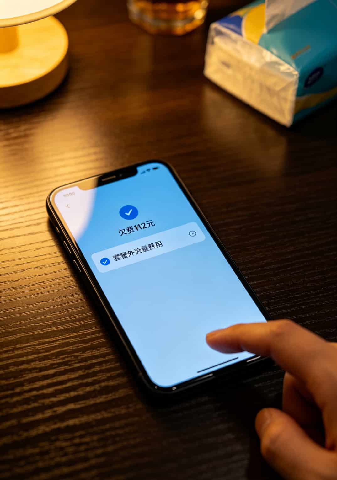 19元100g流量卡,我折腾半年终于搞明白了!靠谱的流量卡办理入口长这样 手机欠费短信截图,显示欠费112元,用户手指出现在画面边缘