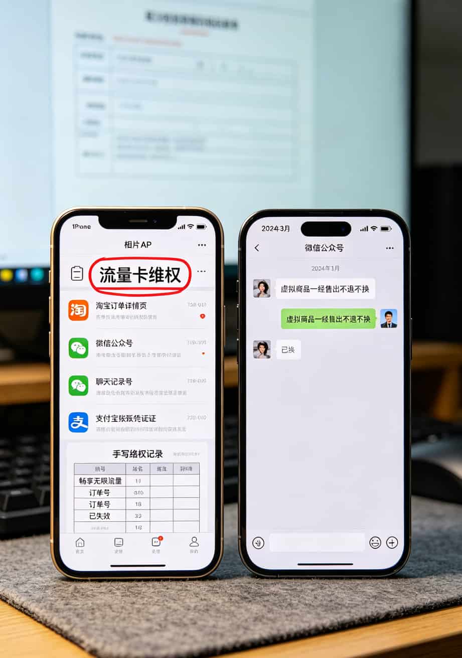 办了十张“30g的流量卡”才敢说:这样选每月能省一半冤枉钱 手机相册截图,专门建了一个“流量卡维权”文件夹,里面有多张订单和聊天截图