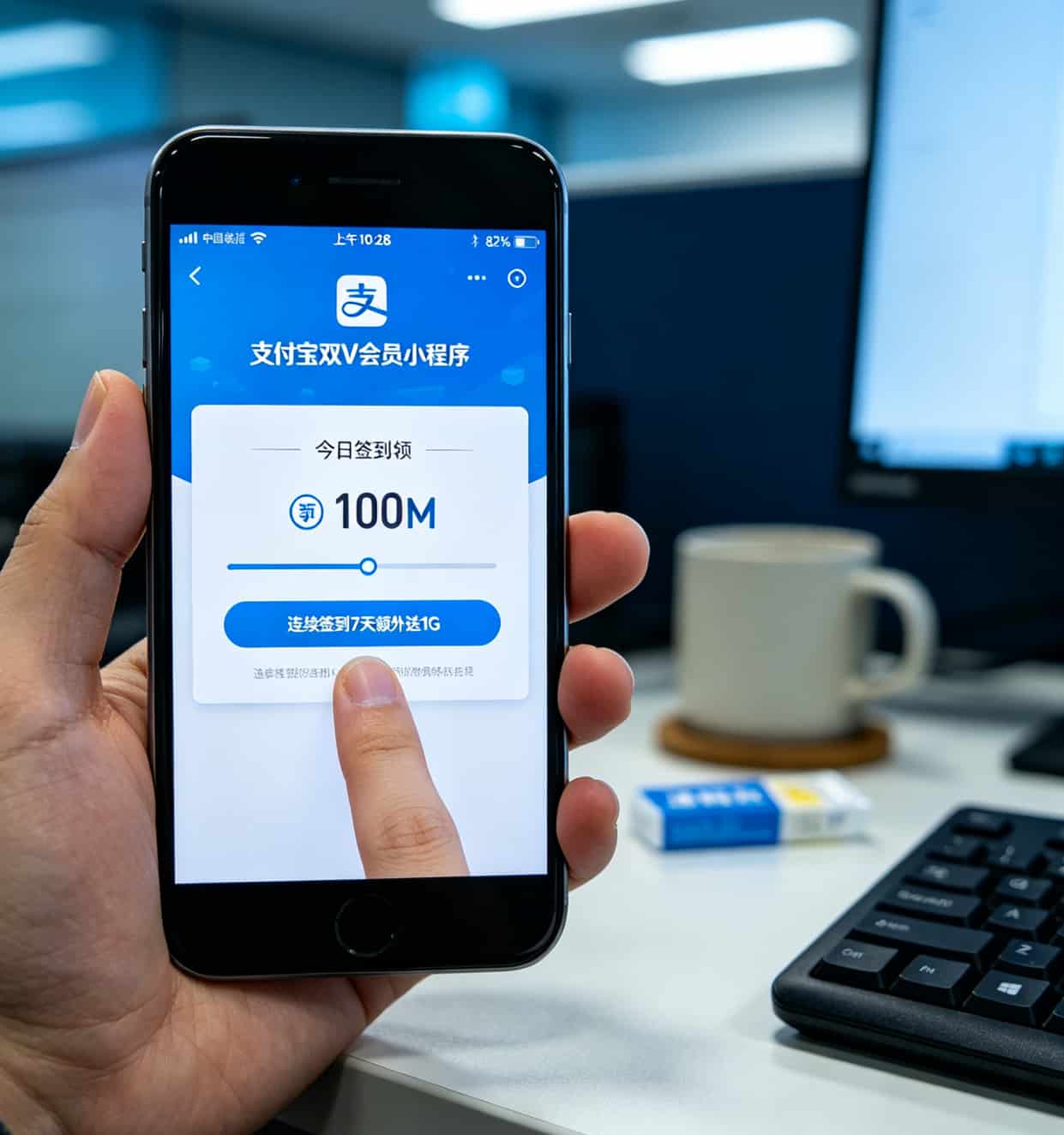 支付宝双V会员签到领流量界面截图