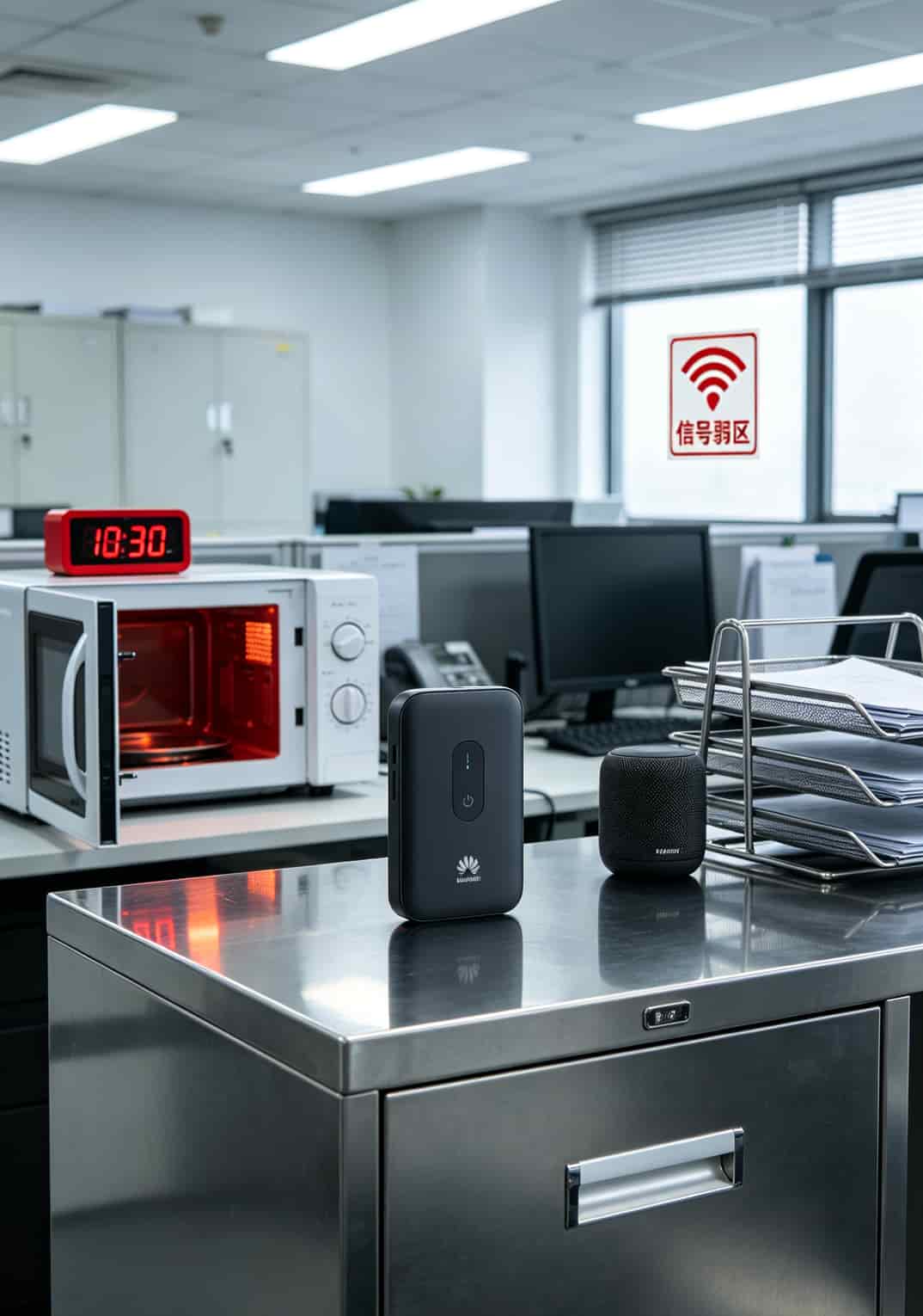 华为随身WiFi网速慢?换这张不限量纯电信流量卡,我直接从8Mbps飙到40Mbps 华为随身WiFi信号遮挡问题示意图