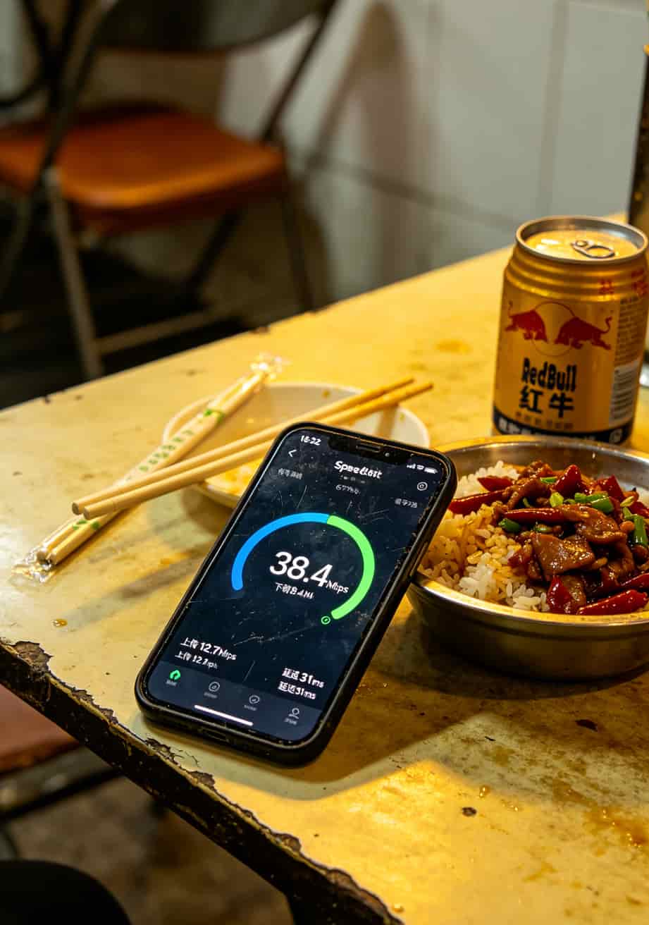 手机Speedtest测速结果截图显示下载速度38Mbps