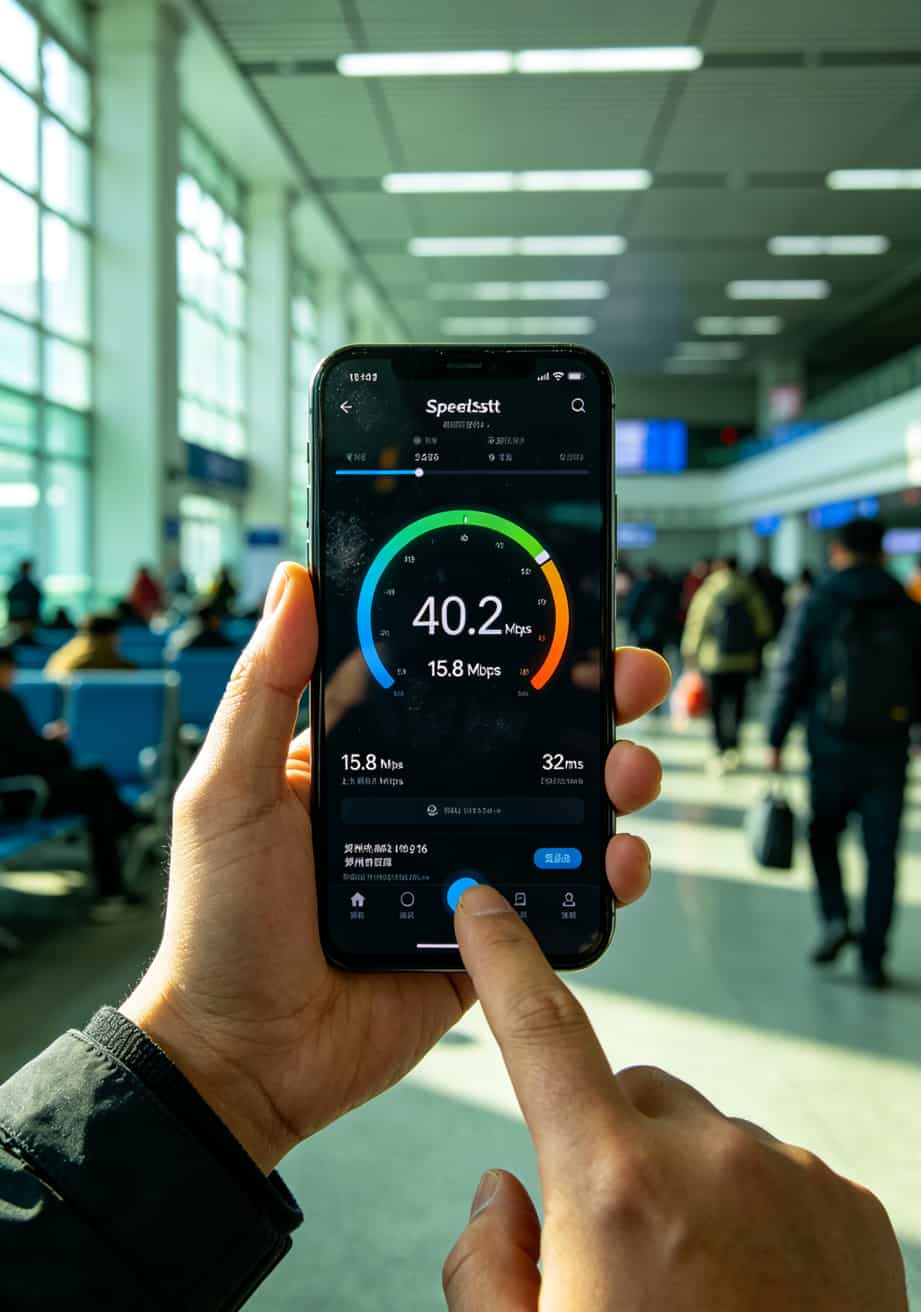 Speedtest网速测试结果界面，显示下载速度40Mbps，上传速度15Mbps