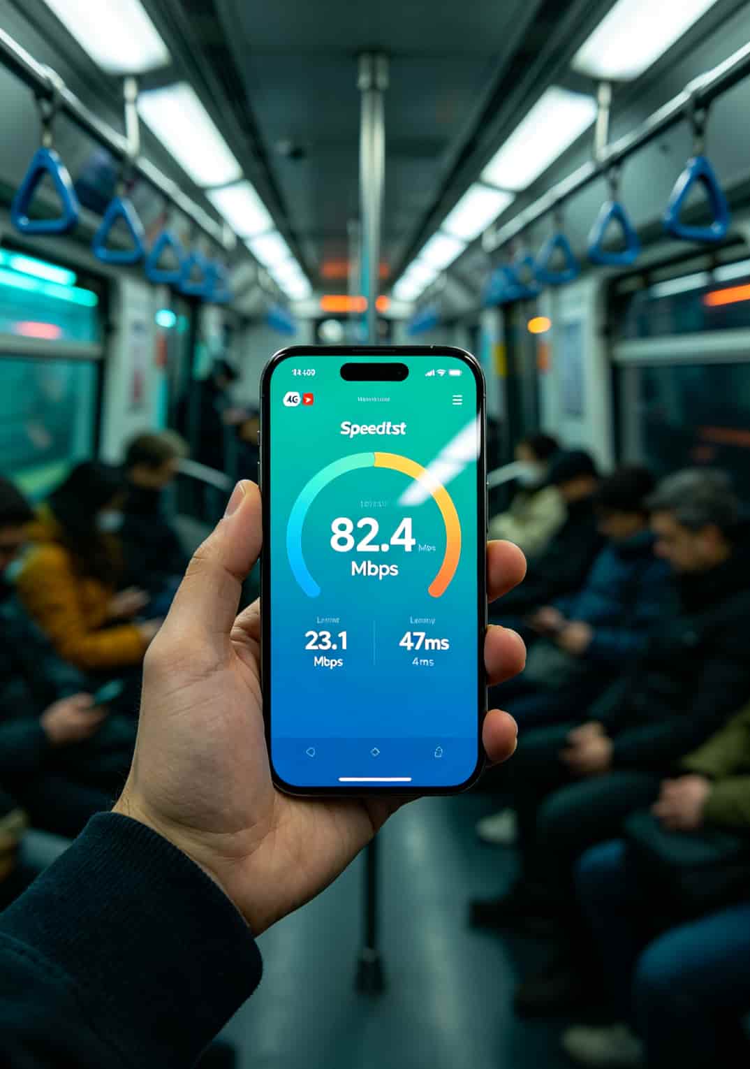 Speedtest网速测试结果，下行速率82Mbps