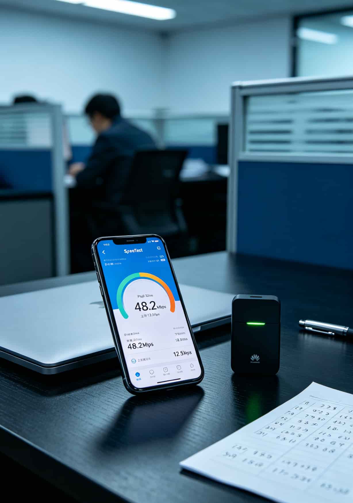 SpeedTest网速实测截图，显示电信卡下行48Mbps