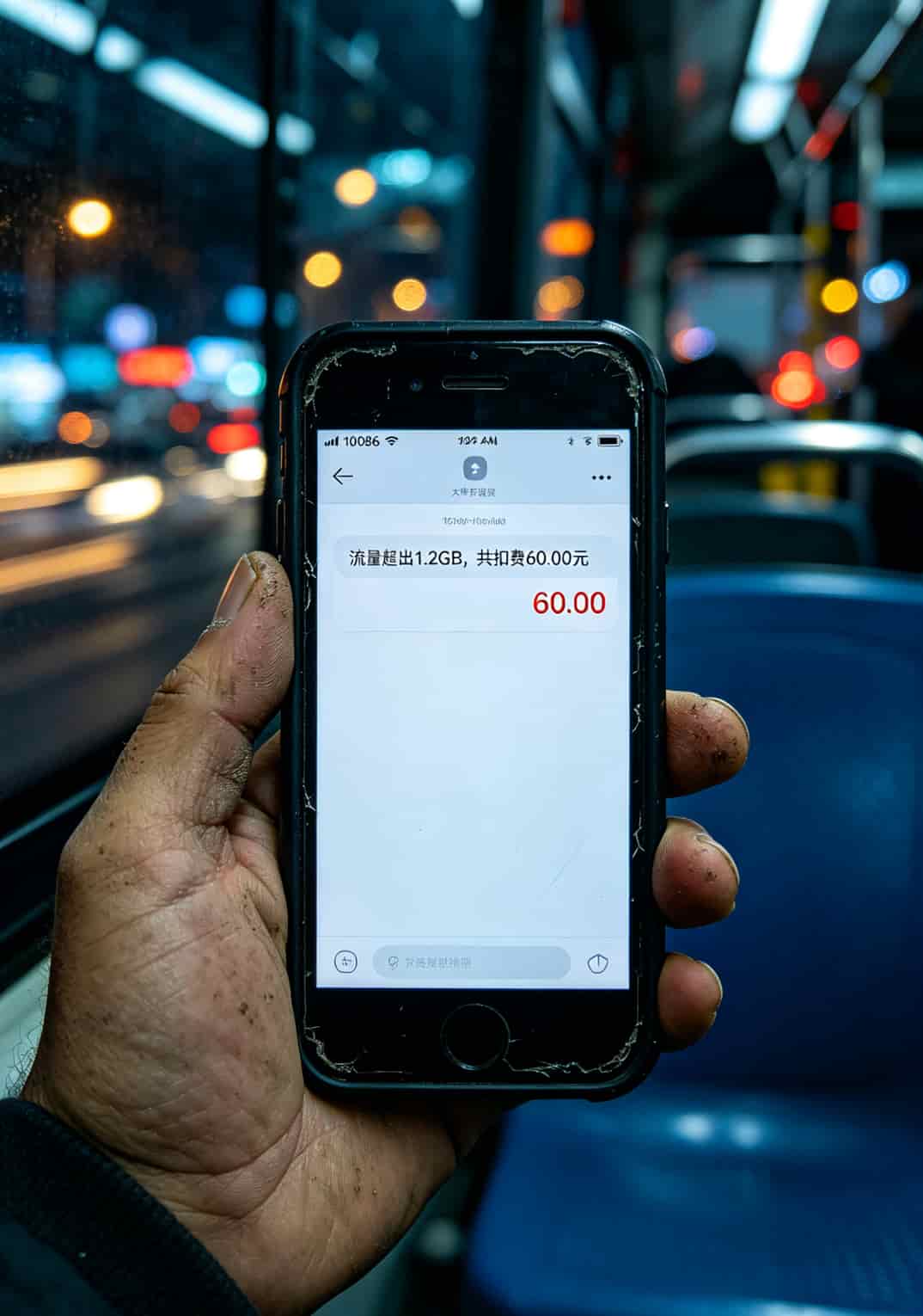 地铁上刷抖音提示流量已用尽的手机截图