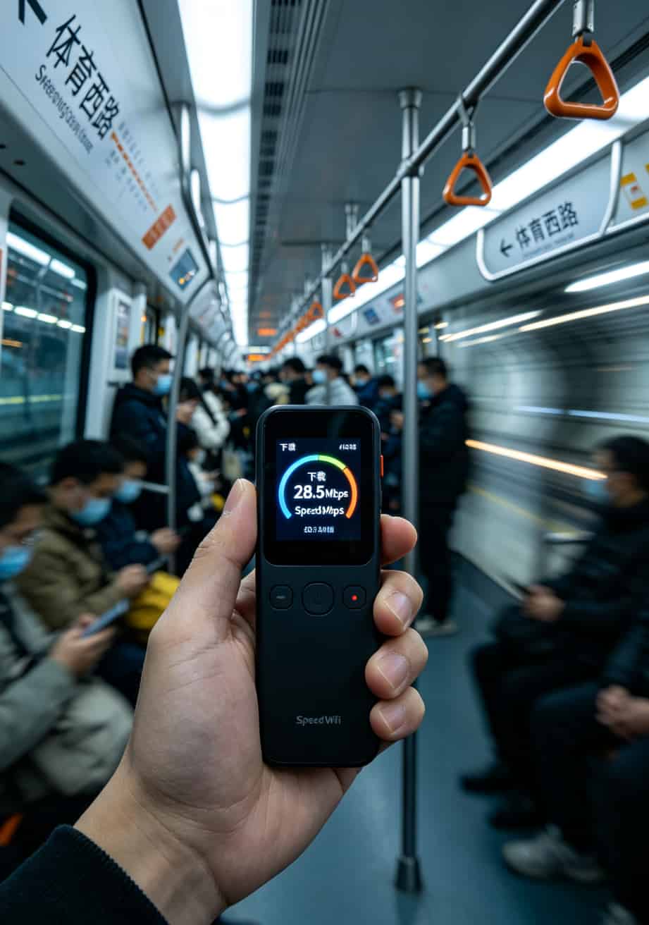 流量卡最便宜怎么找?我花了三年学费,总算搞明白了这套组合 地铁三号线晚高峰实测随身WiFi网速截图