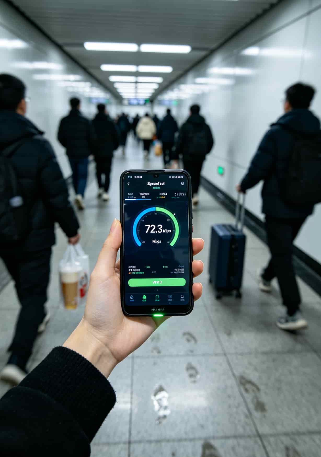 广州体育西路地铁站实测随身WiFi网速场景