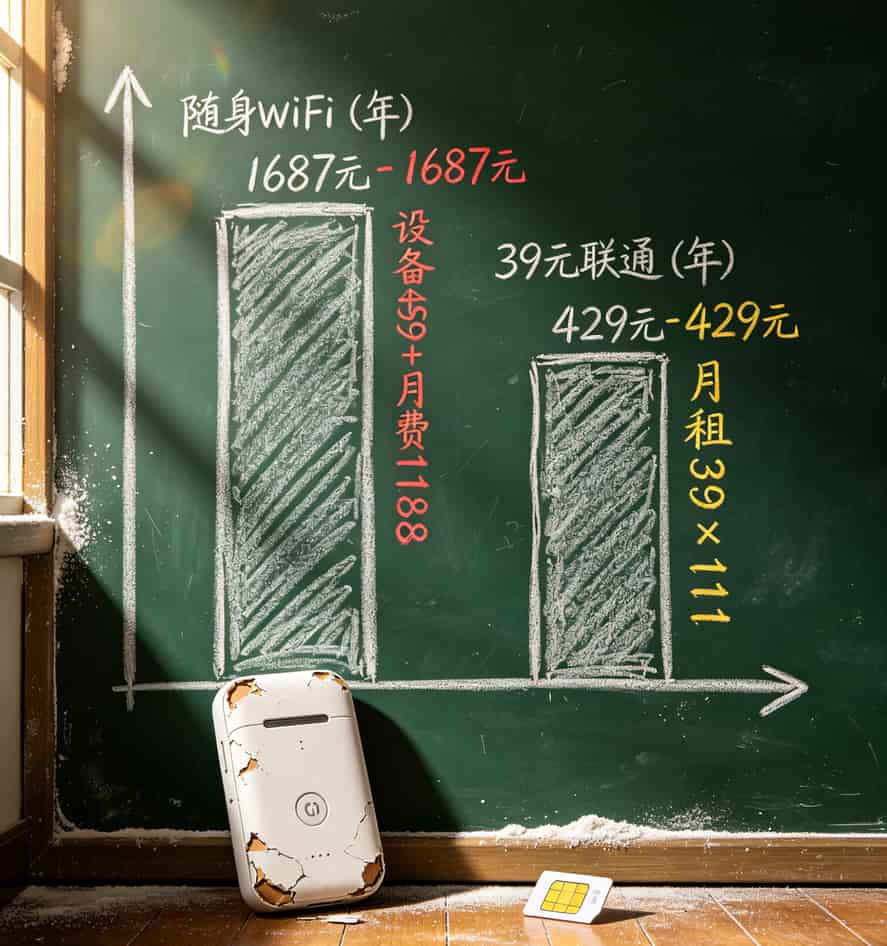 随身WiFi与手机热点成本对比柱状图