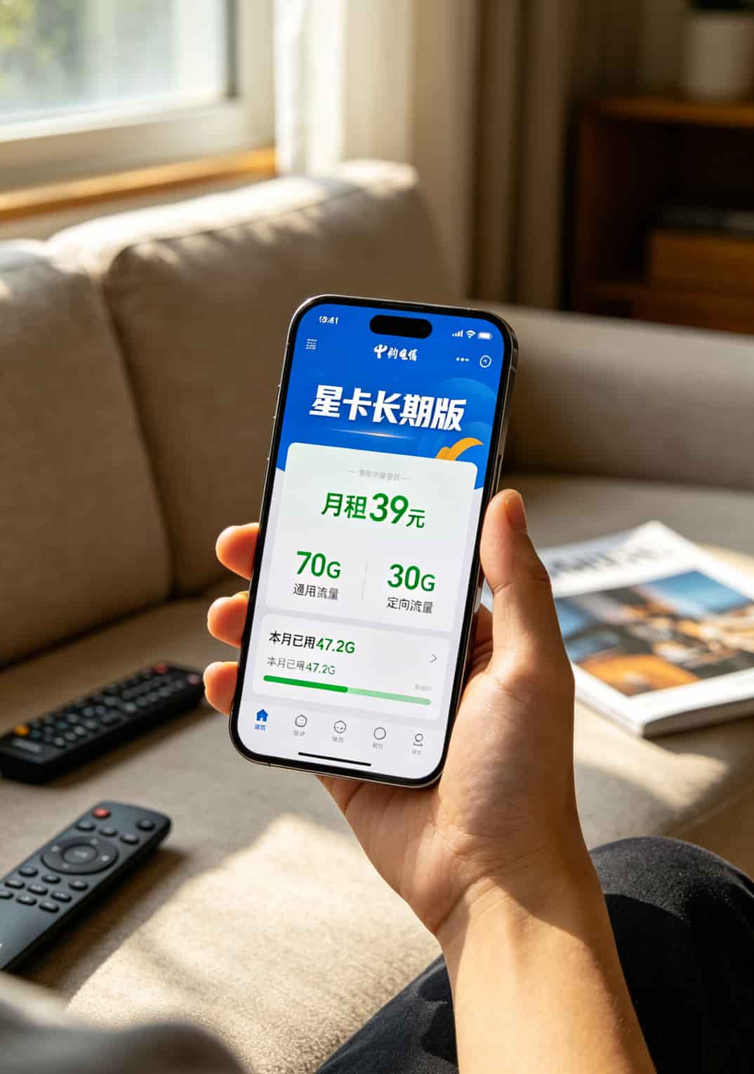 39元电信流量卡 #流量卡避坑 #长期流量套餐 #电信星卡 #低价流量卡真相 电信营业厅APP套餐详情页,显示月租39元、70G通用流量