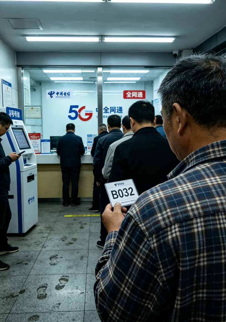 电信营业厅排队叫号场景，环境实拍