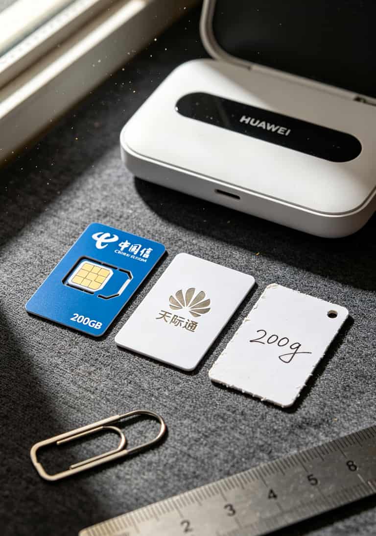 华为随身WiFi到底配什么卡?200gb流量是什么卡?我换了7张卡踩坑总结 三张不同流量卡的实物对比:电信星卡、华为天际通、杂牌物联卡