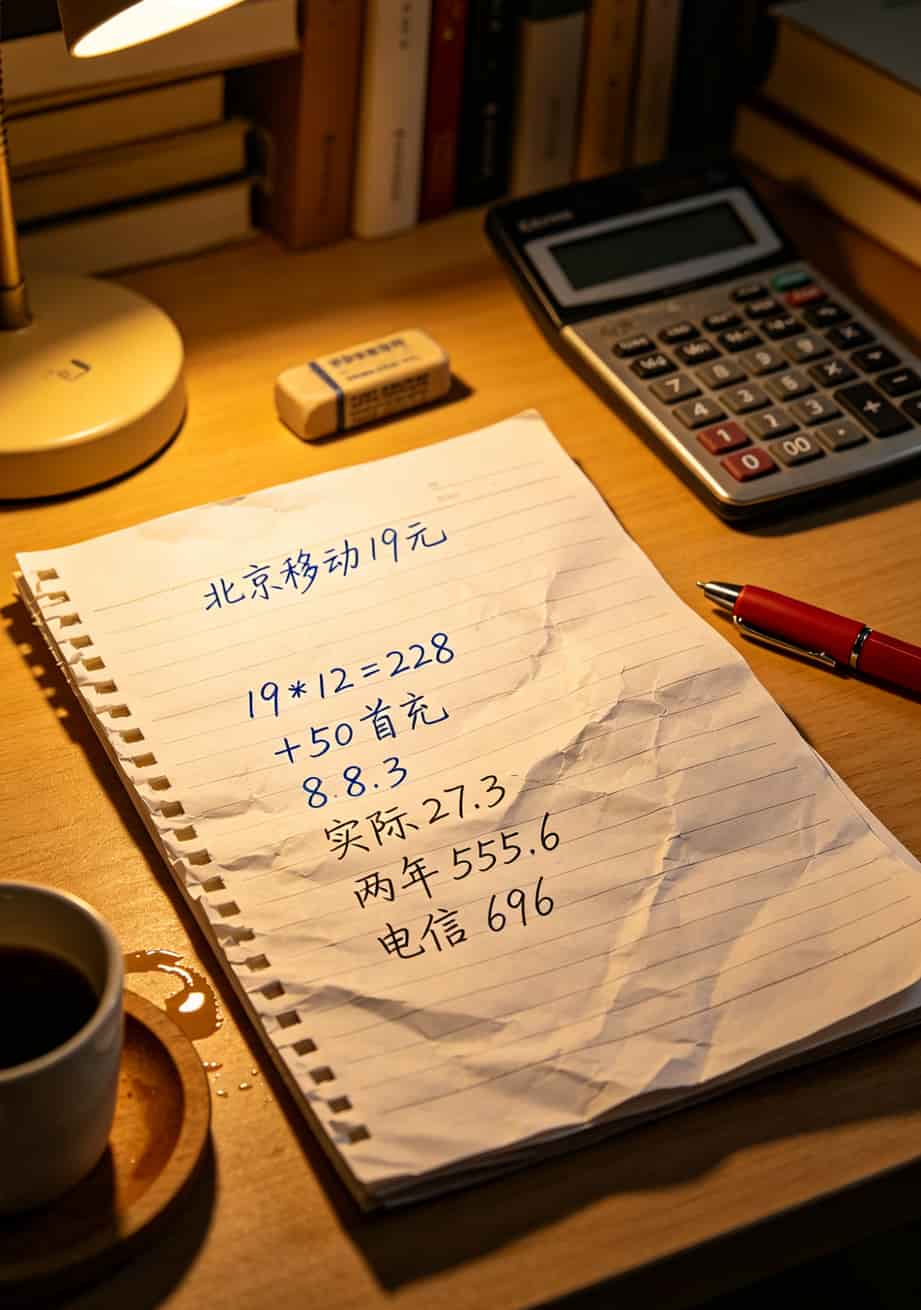 两年套餐费用对比计算表格