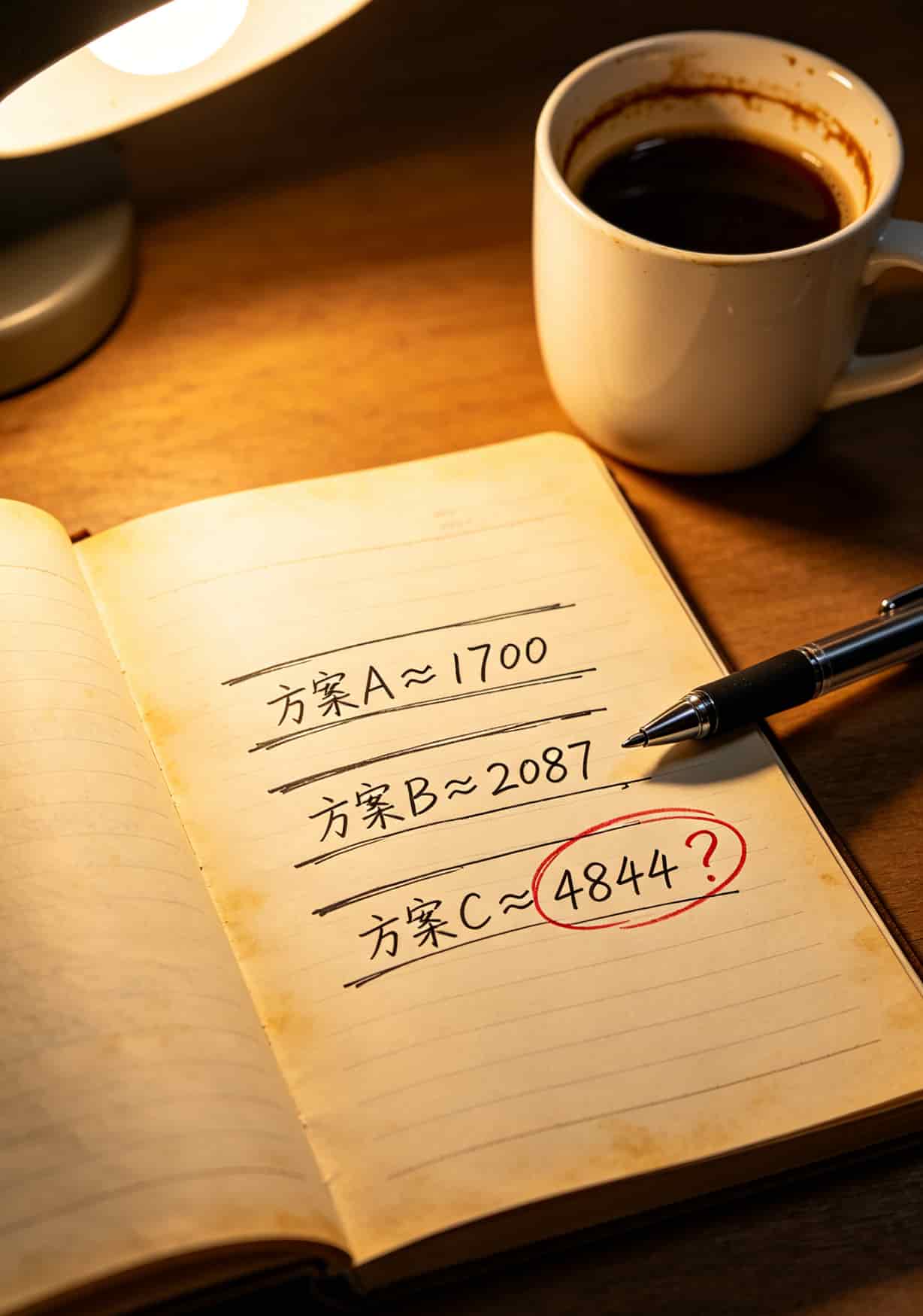 三年期三种上网方案总花费条形对比图，方案A约1700元最低
