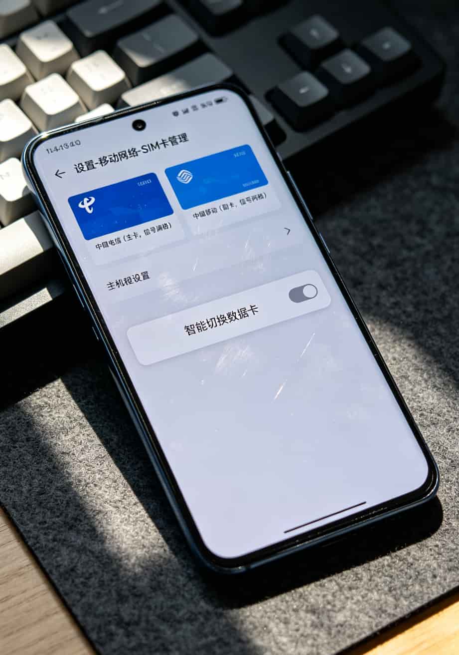 手机设置中关闭双卡智能切换的界面截图