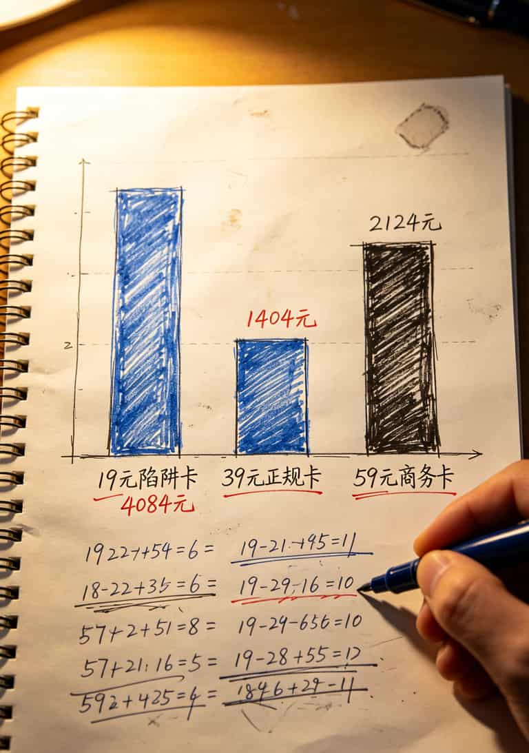 b站上的流量卡千万别乱买!我踩了6个坑才摸清这些门道 三年套餐成本对比柱状图