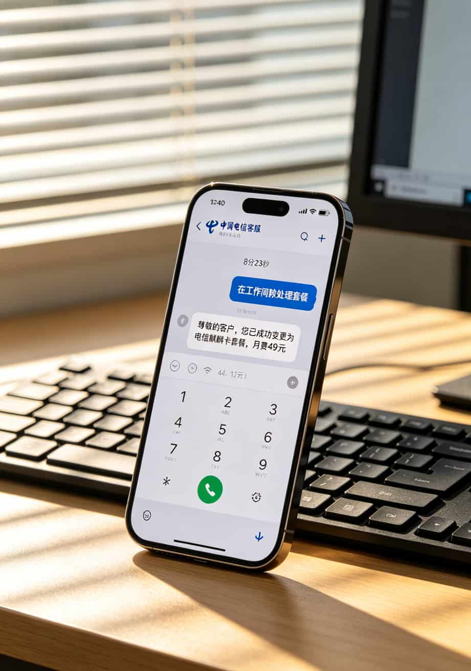 华为随身WiFi千万别乱配流量卡!我拿电信的卡试了仨月,这些坑你别再踩了 电信客服通话记录截图,显示套餐变更成功