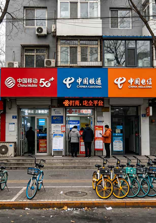 2021什么卡流量多又便宜?实测4张网red卡,我话费从128降到29 三大运营商营业厅门头对比图