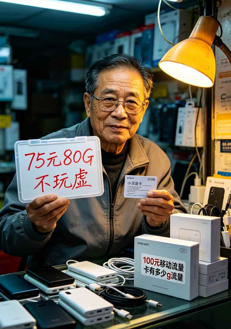 100元移动流量卡有多少g流量?我跑了三趟华新,实话都在这了 华新数码城档口老板展示流量卡价格牌
