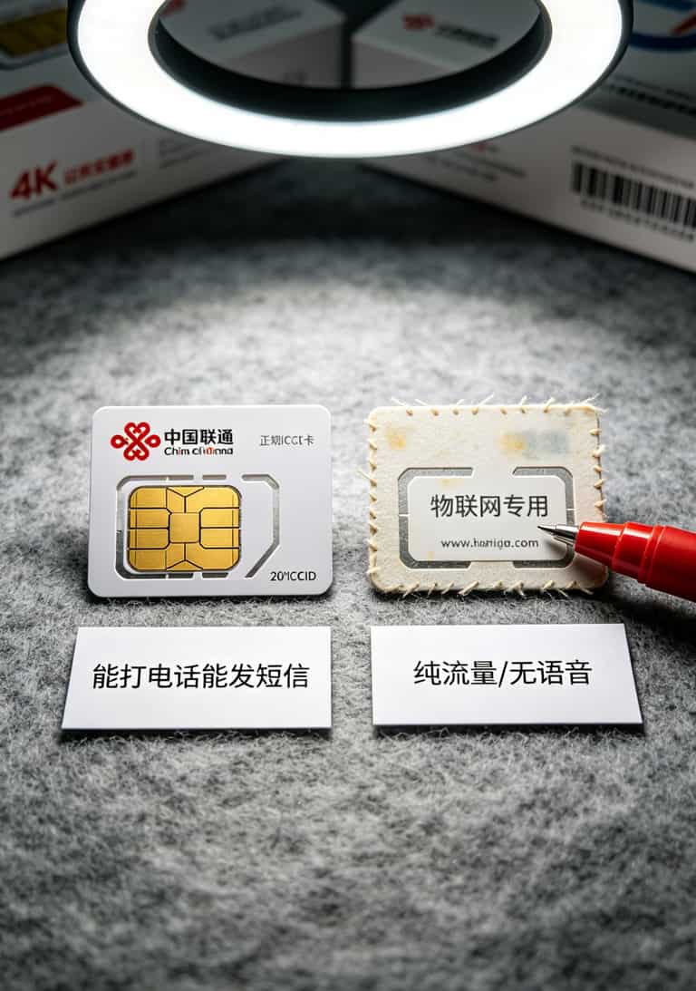 物联卡与正规SIM卡外观对比