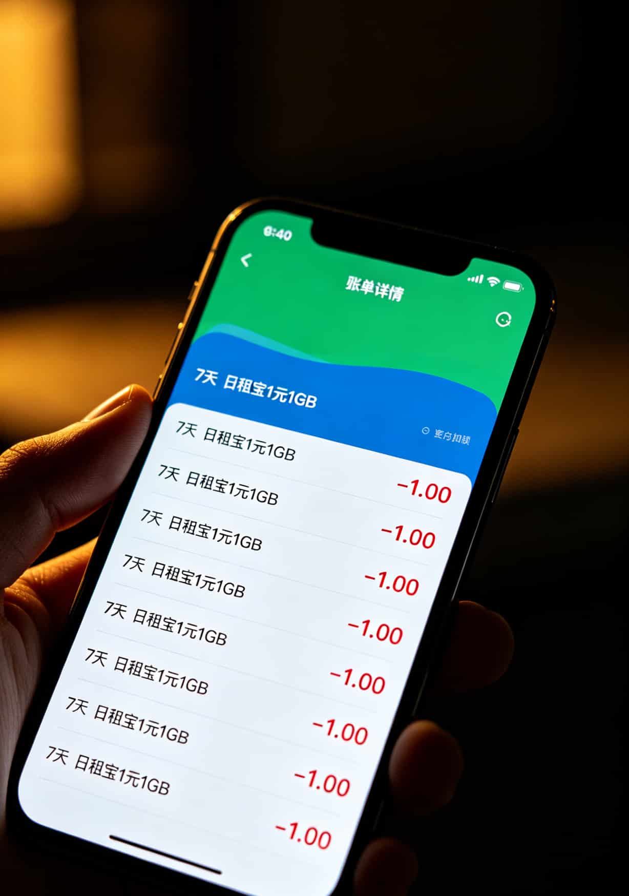 实测三年换了三张卡,终于搞懂办什么卡流量多还便宜:京东校园卡值不值我全交代了 联通大王卡账单截图,日租宝每日扣款1元记录