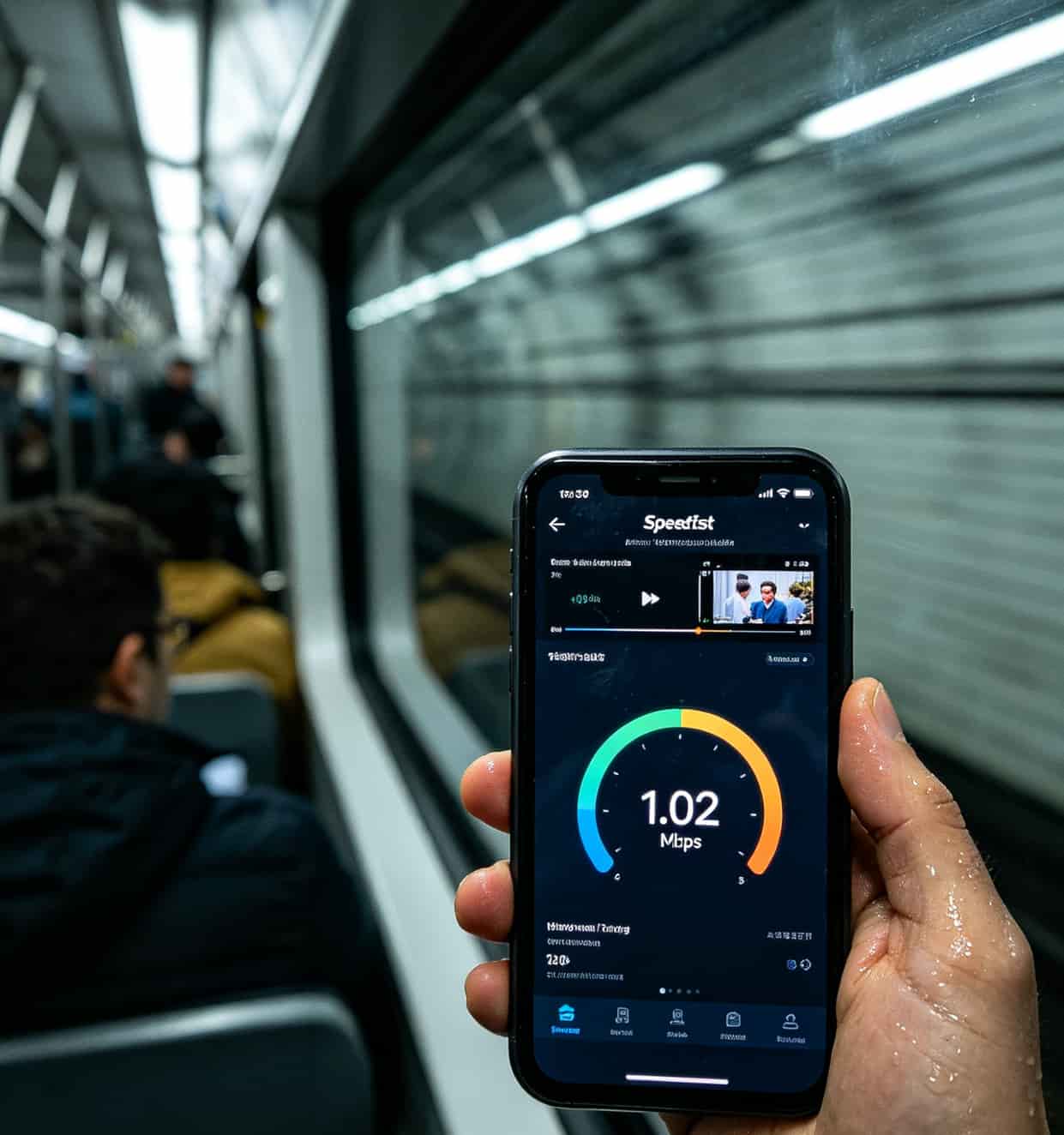 网速测试截图，显示1Mbps，配文“达量限速后的真实速度”