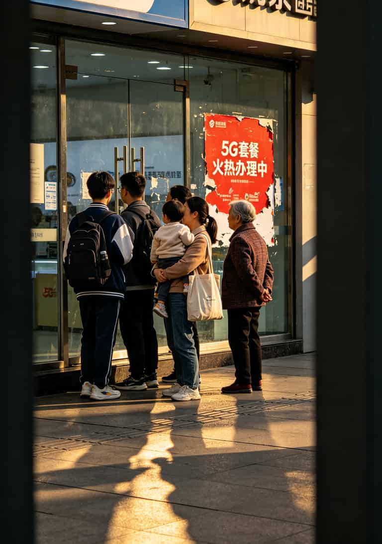 成都春熙路某运营商营业厅门口排队的人群