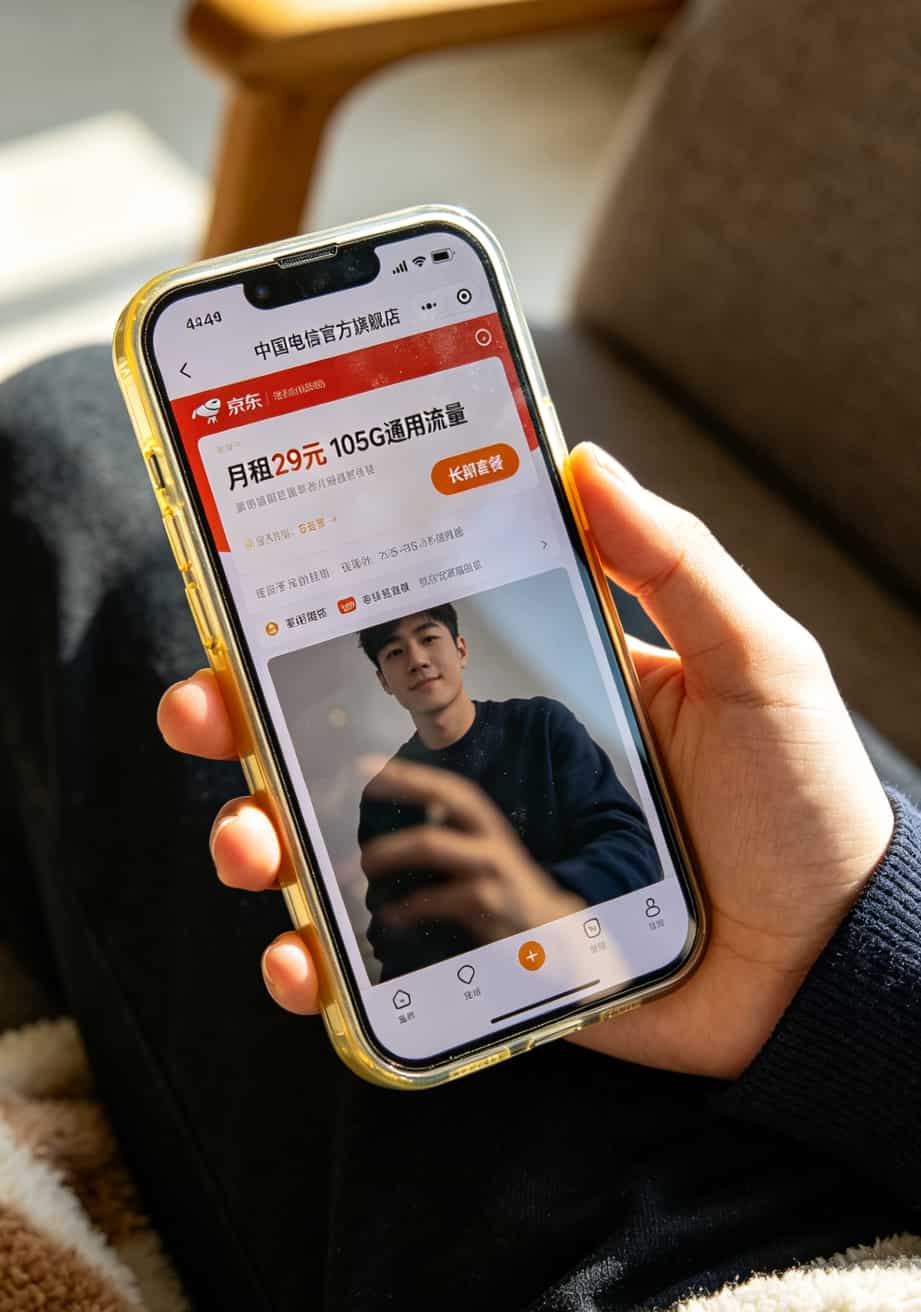 京东APP上运营商官方旗舰店的页面截图